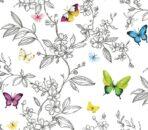 1606 Serie | Butterfly and flowers pattern wallpaper