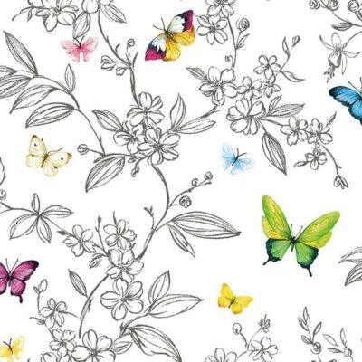 1606 Serie | Butterfly and flowers pattern wallpaper