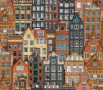 1618 Serie | Amsterdam houses inspired modern pattern wallpaper