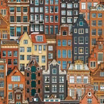 1618 Serie | Amsterdam houses inspired modern pattern wallpaper