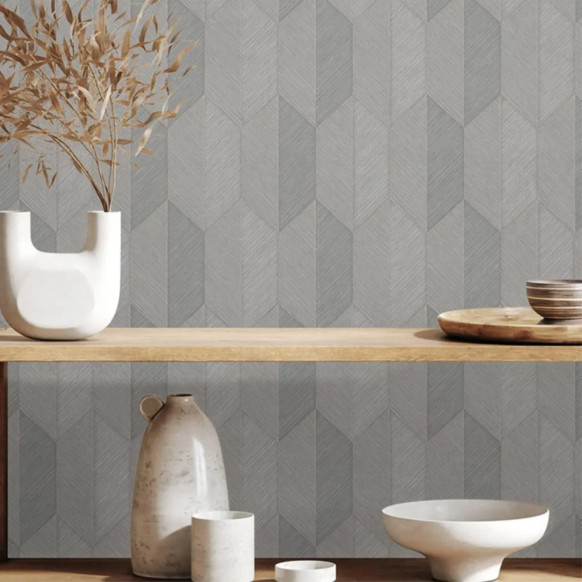 Modern Geometric Design Wallpaper Gray Code 1501-4 - Image 2