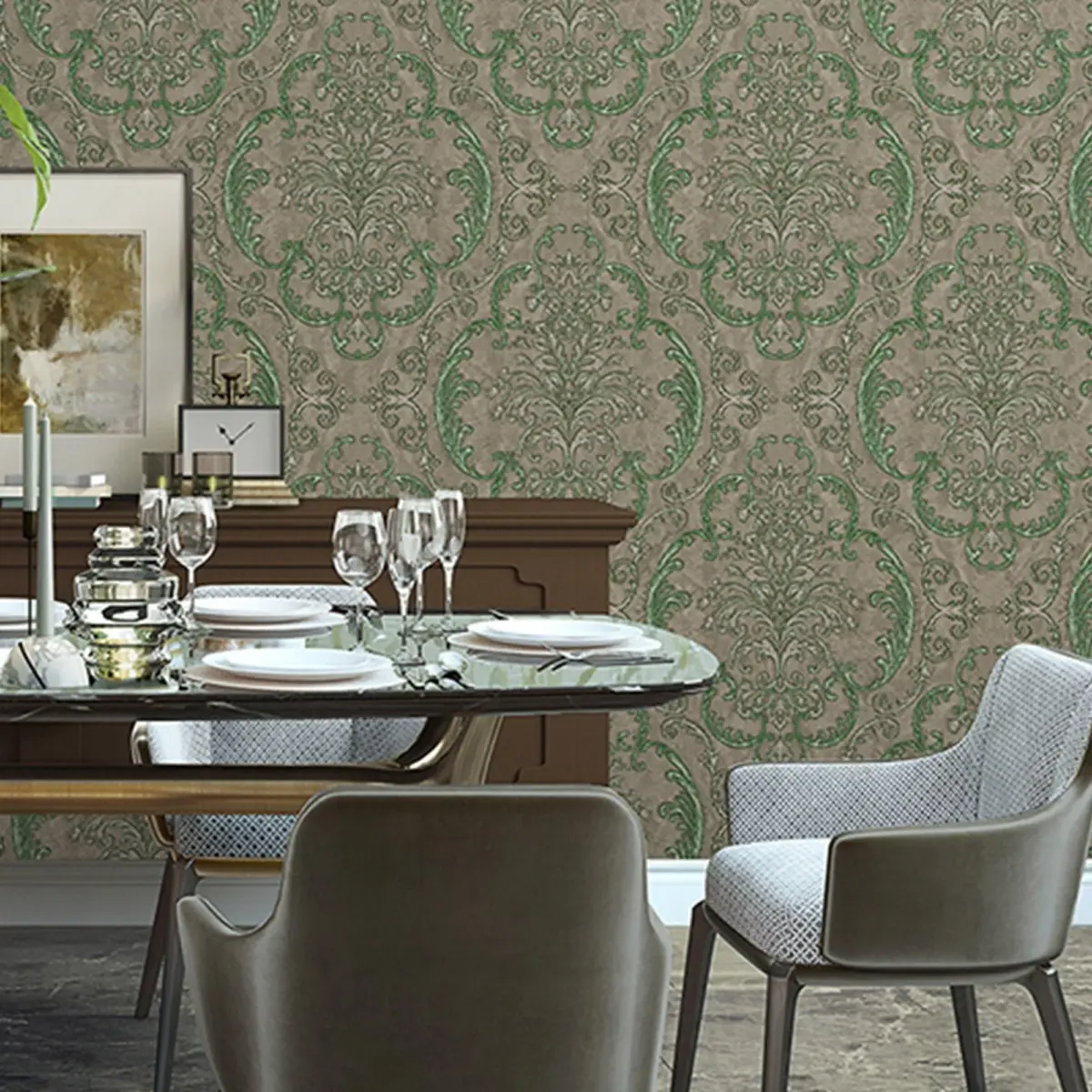 Damask Wallpaper Green Code 1312-4 - Image 2