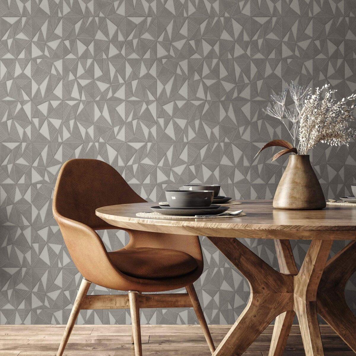 Geometric Modern Design Wallpaper Gray Code 23204-3 - Image 2