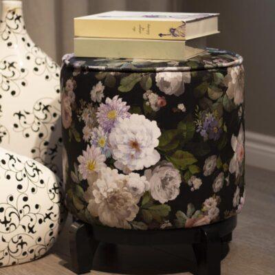 Black Pouffe Collection With Tray. Code PUF100