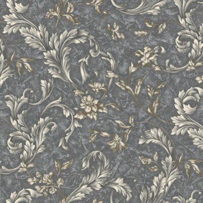 Leaf Pattern Wallpaper Gold Charcoal Code 1006-4