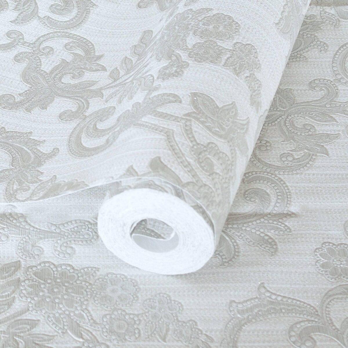 Floral Damask Wallpaper White Code 1305-1 - Image 1