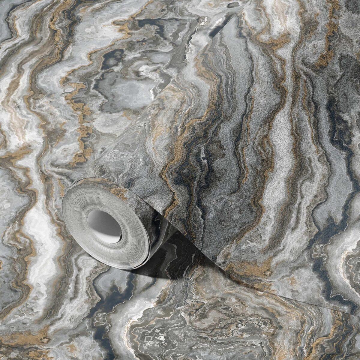 Modern Stone Design Wallpaper Black Code 23102-6 - Image 1