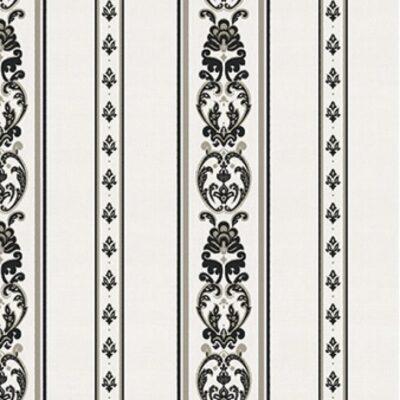 Classic striped ornament wallpaper Black White Code 6803-5