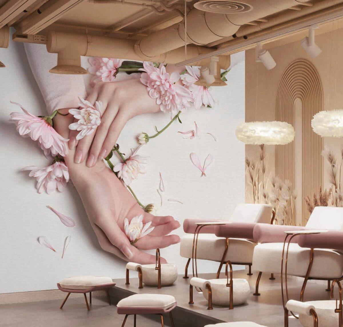 Beauty Center, VINYL FABRIC TEXTILE Wall Mural in Different Texture, Code B105. It is produced as ONE PIECE WITHOUT JOINT. - Image 2