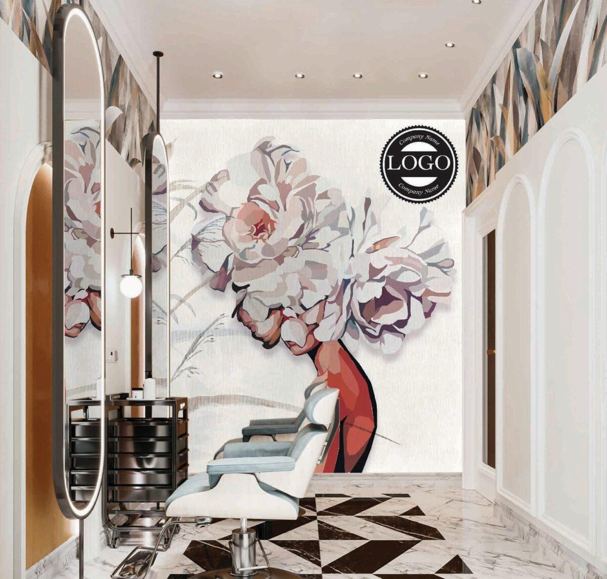 Beauty Center, VINYL FABRIC TEXTILE Wall Mural in Different Texture, Code B109. It is produced as ONE PIECE WITHOUT JOINT. - Image 2