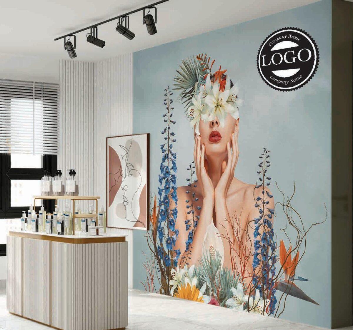 Beauty Center, VINYL FABRIC TEXTILE Wall Mural in Different Texture, Code B113. It is produced as ONE PIECE WITHOUT JOINT. - Image 2