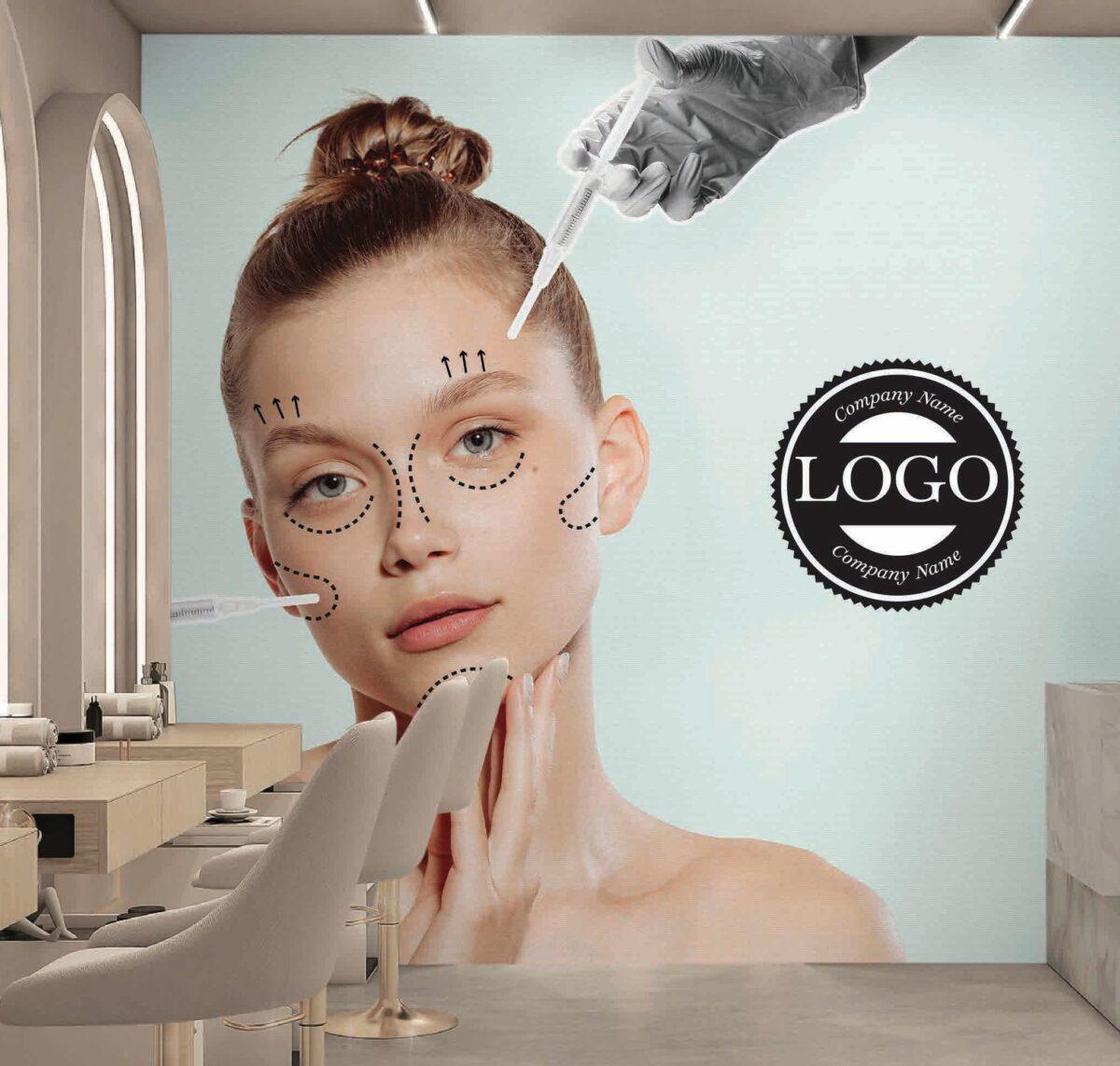 Beauty Center, VINYL FABRIC TEXTILE Wall Mural in Different Texture, Code B117. It is produced as ONE PIECE WITHOUT JOINT. - Image 2