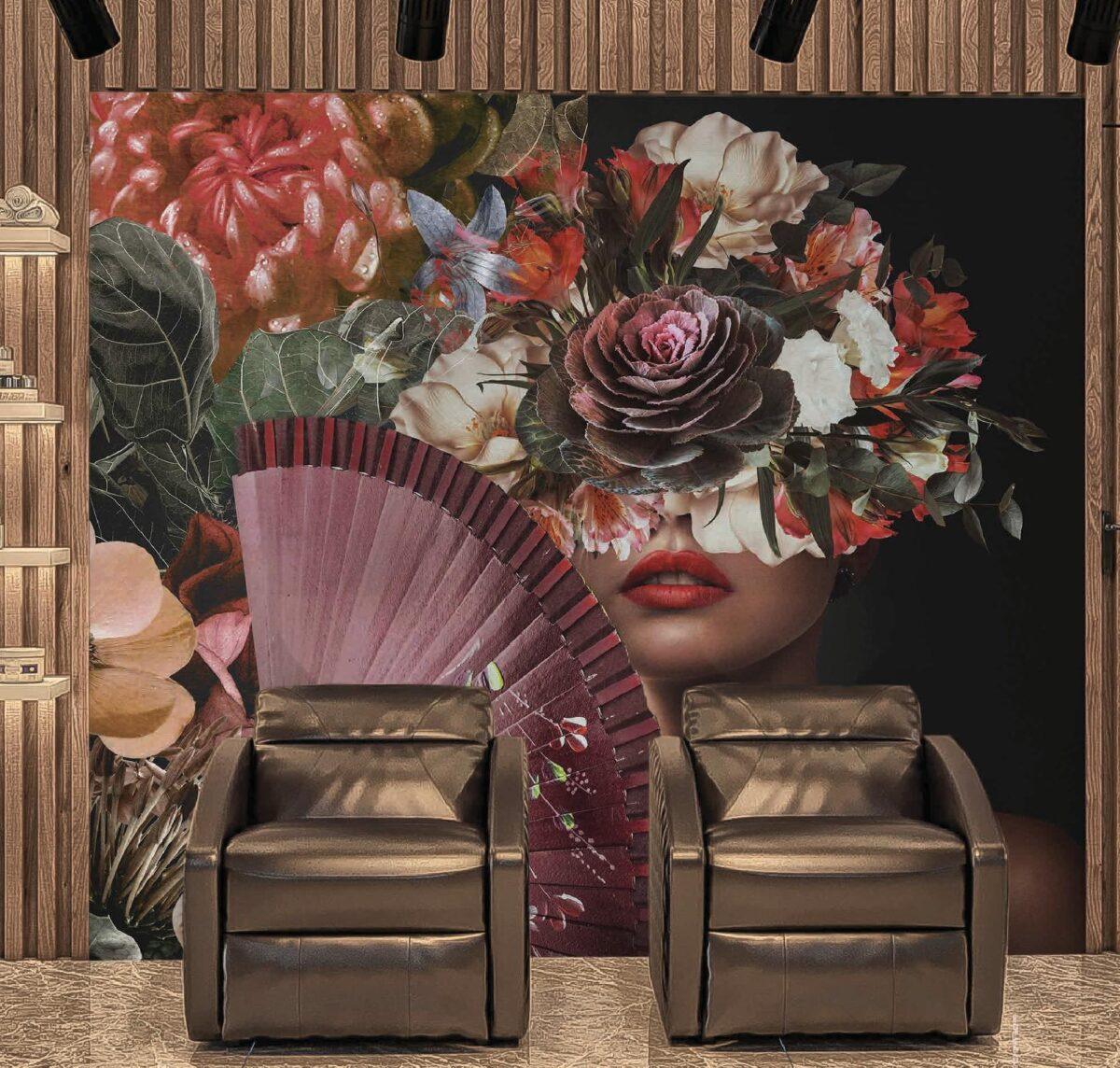 Beauty Center, VINYL FABRIC TEXTILE Wall Mural in Different Texture, Code B118. It is produced as ONE PIECE WITHOUT JOINT. - Image 2