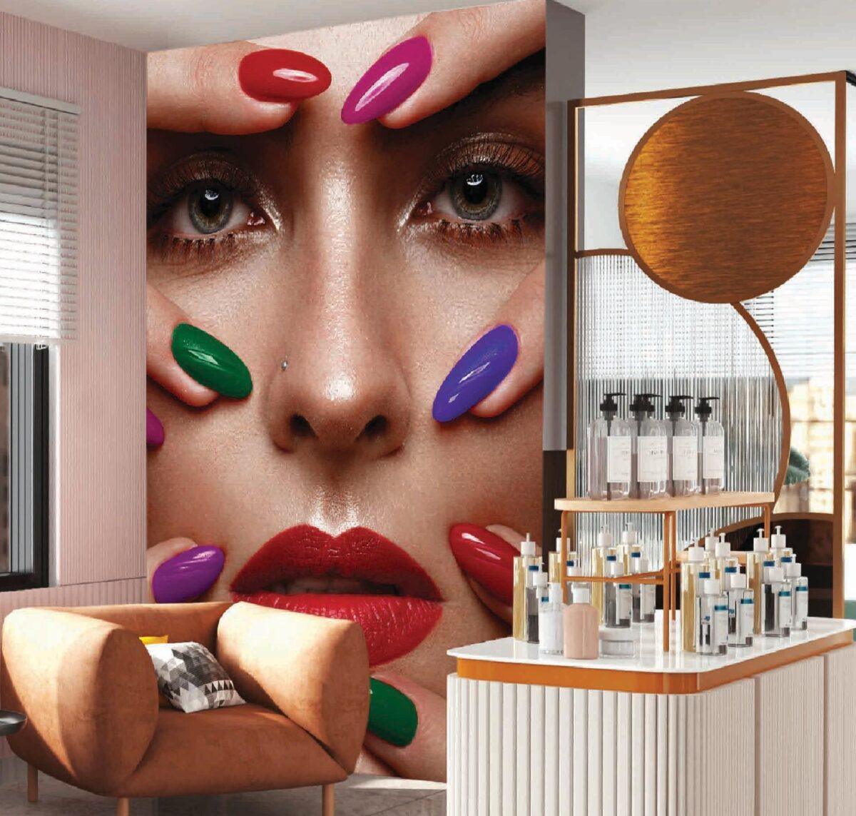 Beauty Center, VINYL FABRIC TEXTILE Wall Mural in Different Texture, Code B133. It is produced as ONE PIECE WITHOUT JOINT. - Image 2
