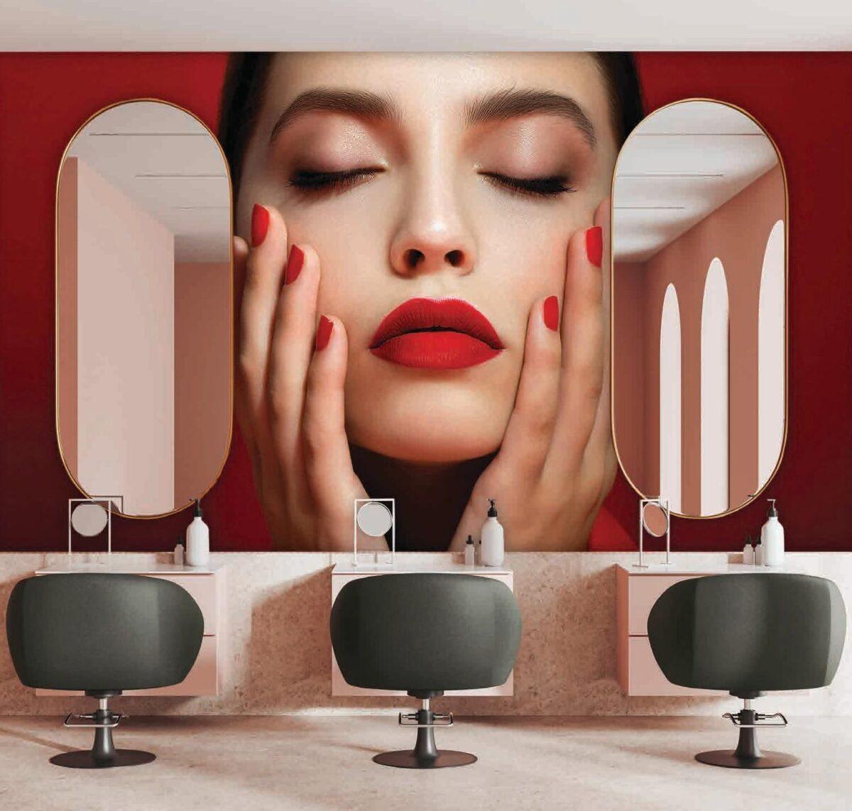 Beauty Center, VINYL FABRIC TEXTILE Wall Mural in Different Texture, Code B134. It is produced as ONE PIECE WITHOUT JOINT. - Image 2