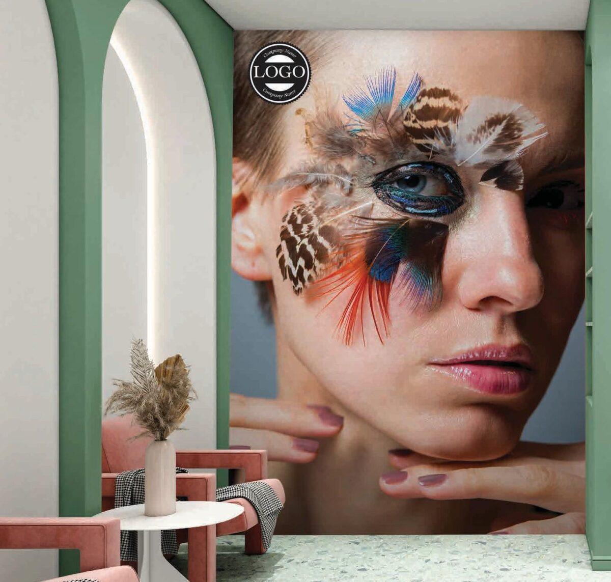 Beauty Center, VINYL FABRIC TEXTILE Wall Mural in Different Texture, Code B135. It is produced as ONE PIECE WITHOUT JOINT. - Image 2