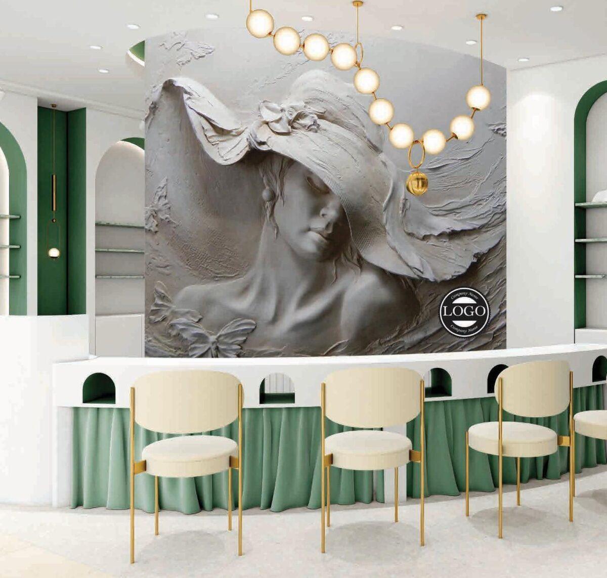 Beauty Center, VINYL FABRIC TEXTILE Wall Mural in Different Texture, Code B136. It is produced as ONE PIECE WITHOUT JOINT. - Image 2