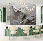 Beauty Center, VINYL FABRIC TEXTILE Wall Mural in Different Texture, Code B136. It is produced as ONE PIECE WITHOUT JOINT. - Image 2