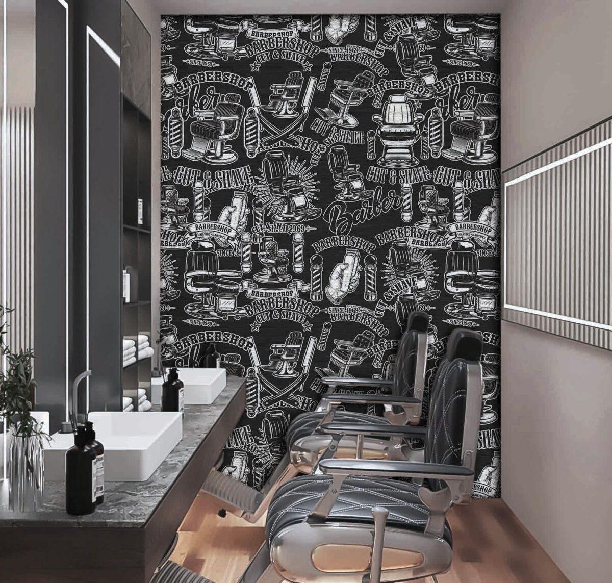 Code B142 - Barber Shop Mural Wallpaper - Image 1