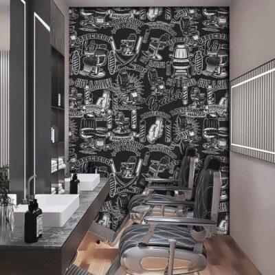 Code B142 - Barber Shop Mural Wallpaper