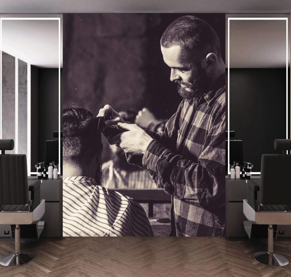 Code B157 - Barber Shop Mural Wallpaper - Image 1