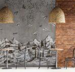 Coffee Bar, VINYL FABRIC TEXTILE Wall Mural in Different Texture, Code C102. It is produced as ONE PIECE WITHOUT JOINT. - Image 2