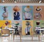 Coffee Bar MURAL WALLPAPER, Available in Various Paper Texture, Code C103. 105 CM WIDE ROLL PANELS. - Image 2