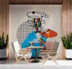 Coffee Bar MURAL WALLPAPER, Available in Various Paper Texture, Code C104. 105 CM WIDE ROLL PANELS. - Image 2