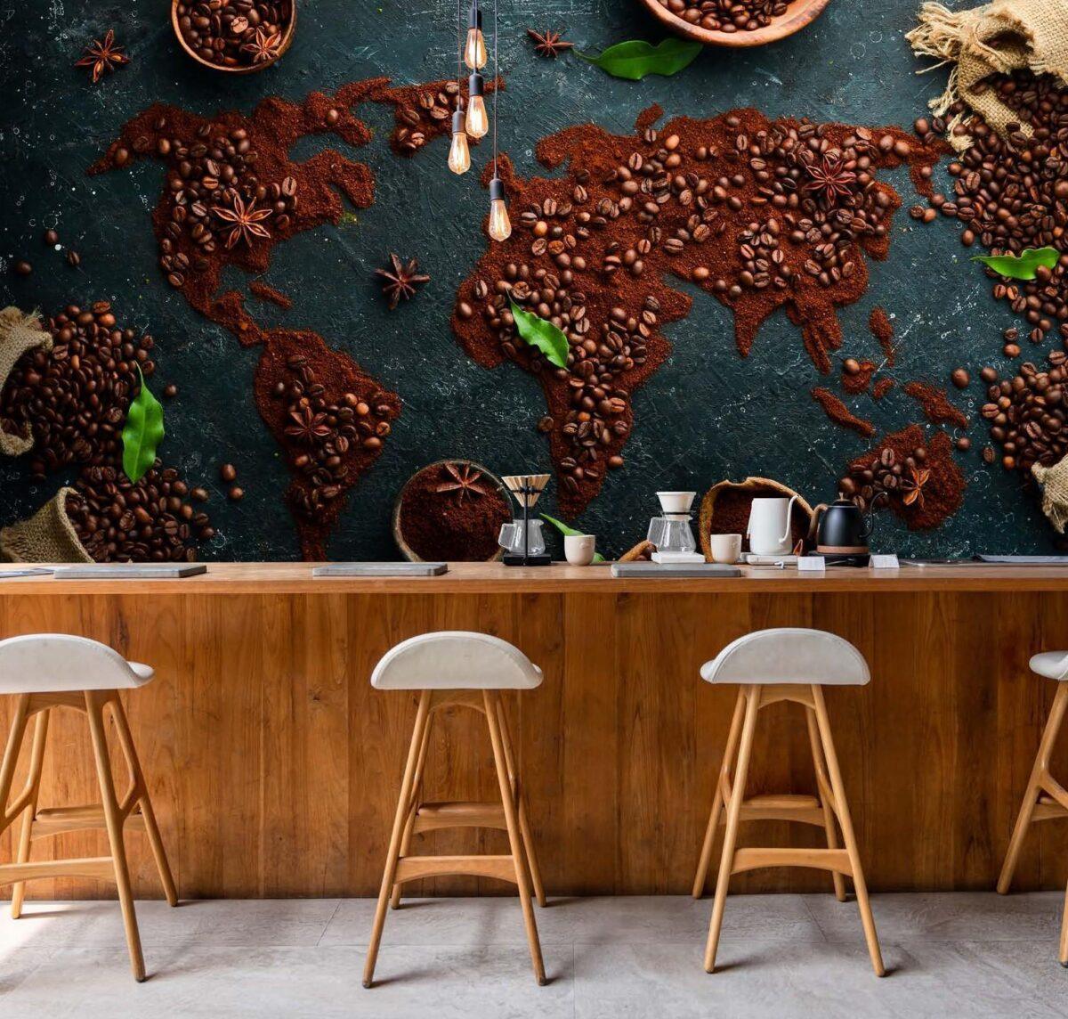 Coffee Bar MURAL WALLPAPER, Available in Various Paper Texture, Code C106. 105 CM WIDE ROLL PANELS. - Image 2
