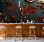 Coffee Bar MURAL WALLPAPER, Available in Various Paper Texture, Code C106. 105 CM WIDE ROLL PANELS. - Image 2