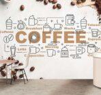 Coffee Bar, VINYL FABRIC TEXTILE Wall Mural in Different Texture, Code C108. It is produced as ONE PIECE WITHOUT JOINT. - Image 2