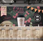 Coffee Bar MURAL WALLPAPER, Available in Various Paper Texture, Code C109. 105 CM WIDE ROLL PANELS. - Image 2
