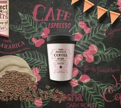 Coffee Bar, VINYL FABRIC TEXTILE Wall Mural in Different Texture, Code C109. It is produced as ONE PIECE WITHOUT JOINT.