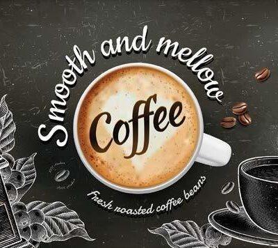 Coffee Bar MURAL WALLPAPER, Available in Various Paper Texture, Code C110. 105 CM WIDE ROLL PANELS.
