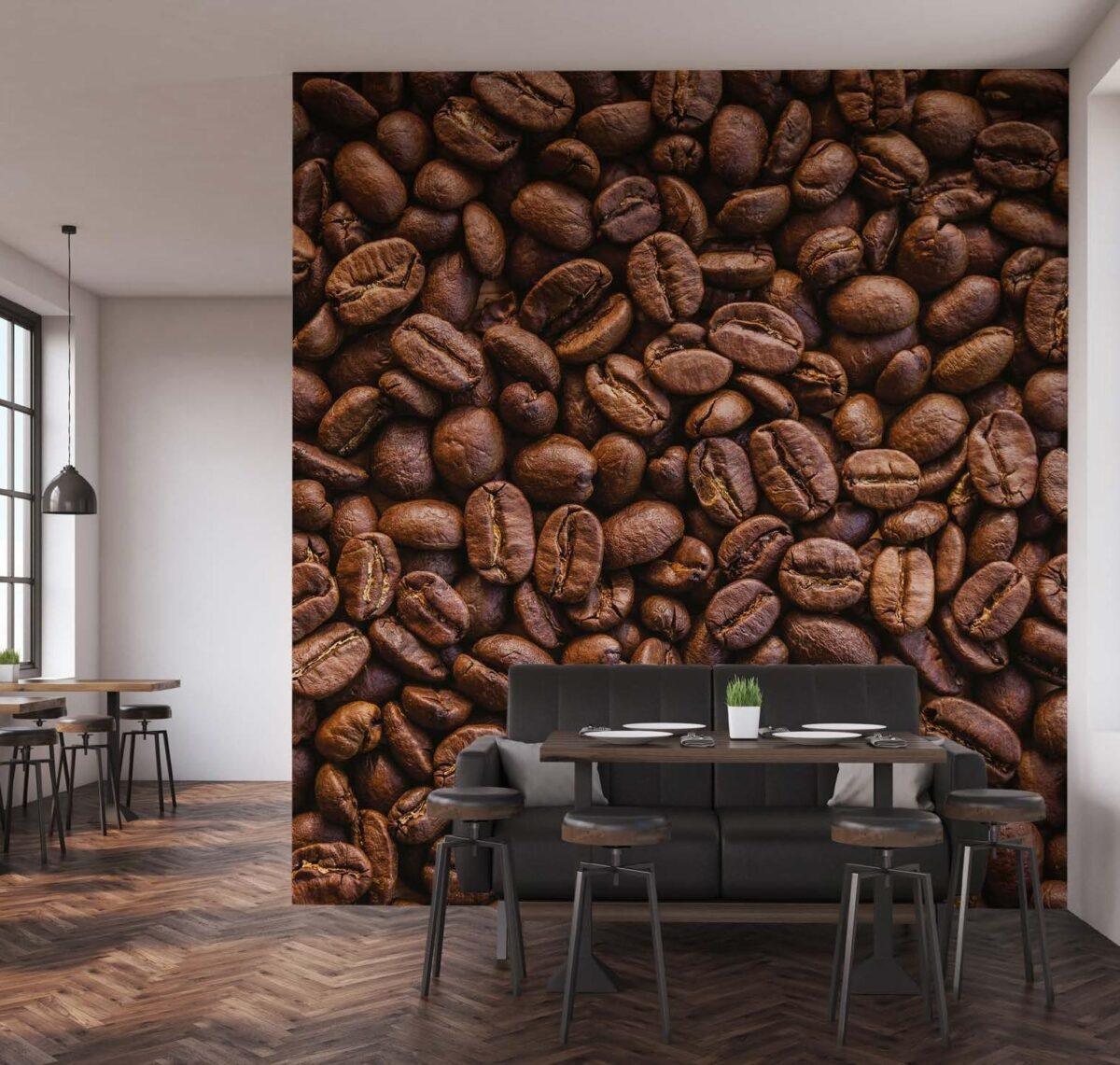 Coffee Bar MURAL WALLPAPER, Available in Various Paper Texture, Code C112. 105 CM WIDE ROLL PANELS. - Image 2