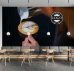 Coffee Bar, VINYL FABRIC TEXTILE Wall Mural in Different Texture, Code C115. It is produced as ONE PIECE WITHOUT JOINT. - Image 2