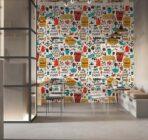 Coffee Bar MURAL WALLPAPER, Available in Various Paper Texture, Code C121. 105 CM WIDE ROLL PANELS. - Image 2