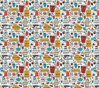 Coffee Bar MURAL WALLPAPER, Available in Various Paper Texture, Code C121. 105 CM WIDE ROLL PANELS.