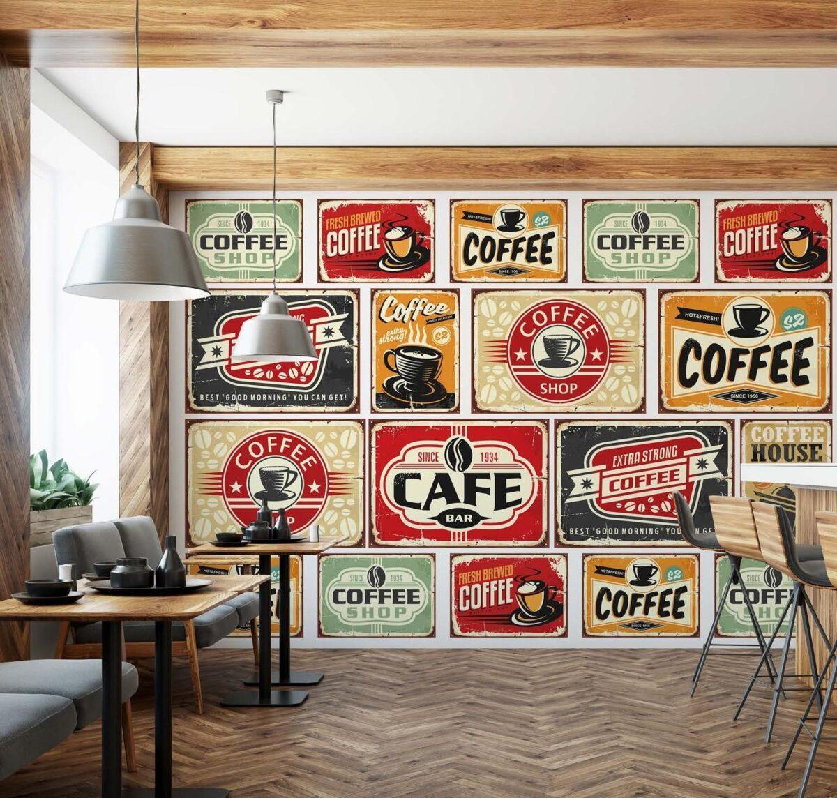 Coffee Bar MURAL WALLPAPER, Available in Various Paper Texture, Code C122. 105 CM WIDE ROLL PANELS. - Image 2