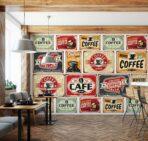 Coffee Bar MURAL WALLPAPER, Available in Various Paper Texture, Code C122. 105 CM WIDE ROLL PANELS. - Image 2