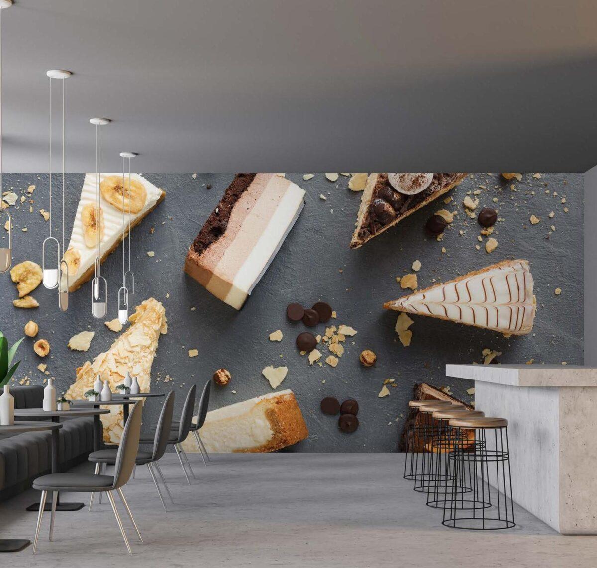 Coffee Bar & Bakery MURAL WALLPAPER, Available in Various Paper Texture, Code C123. 105 CM WIDE ROLL PANELS. - Image 2