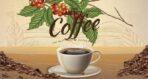 Coffee Bar MURAL WALLPAPER, Available in Various Paper Texture, Code C124. 105 CM WIDE ROLL PANELS.