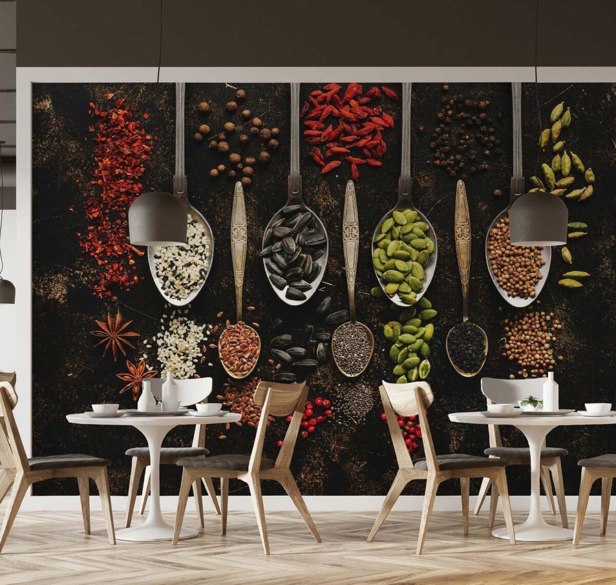 Coffee Bar MURAL WALLPAPER, Available in Various Paper Texture, Code C125. 105 CM WIDE ROLL PANELS. - Image 2