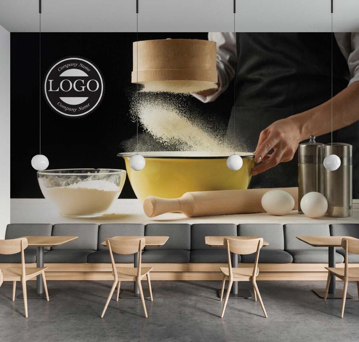 Coffee Bar & Bakery MURAL WALLPAPER, Available in Various Paper Texture, Code C129. 105 CM WIDE ROLL PANELS. - Image 2