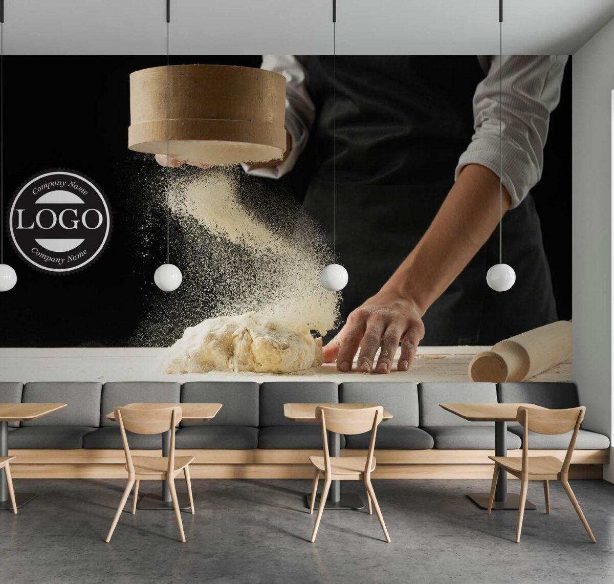 Coffee Bar & Bakery MURAL WALLPAPER, Available in Various Paper Texture, Code C130. 105 CM WIDE ROLL PANELS. - Image 2