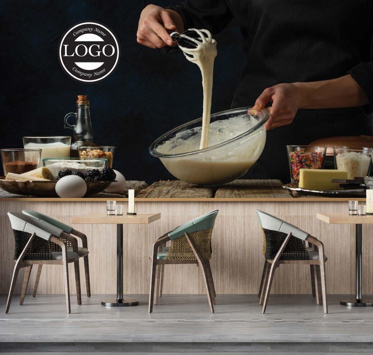 Coffee Bar MURAL WALLPAPER, Available in Various Paper Texture, Code C132. 105 CM WIDE ROLL PANELS. - Image 2