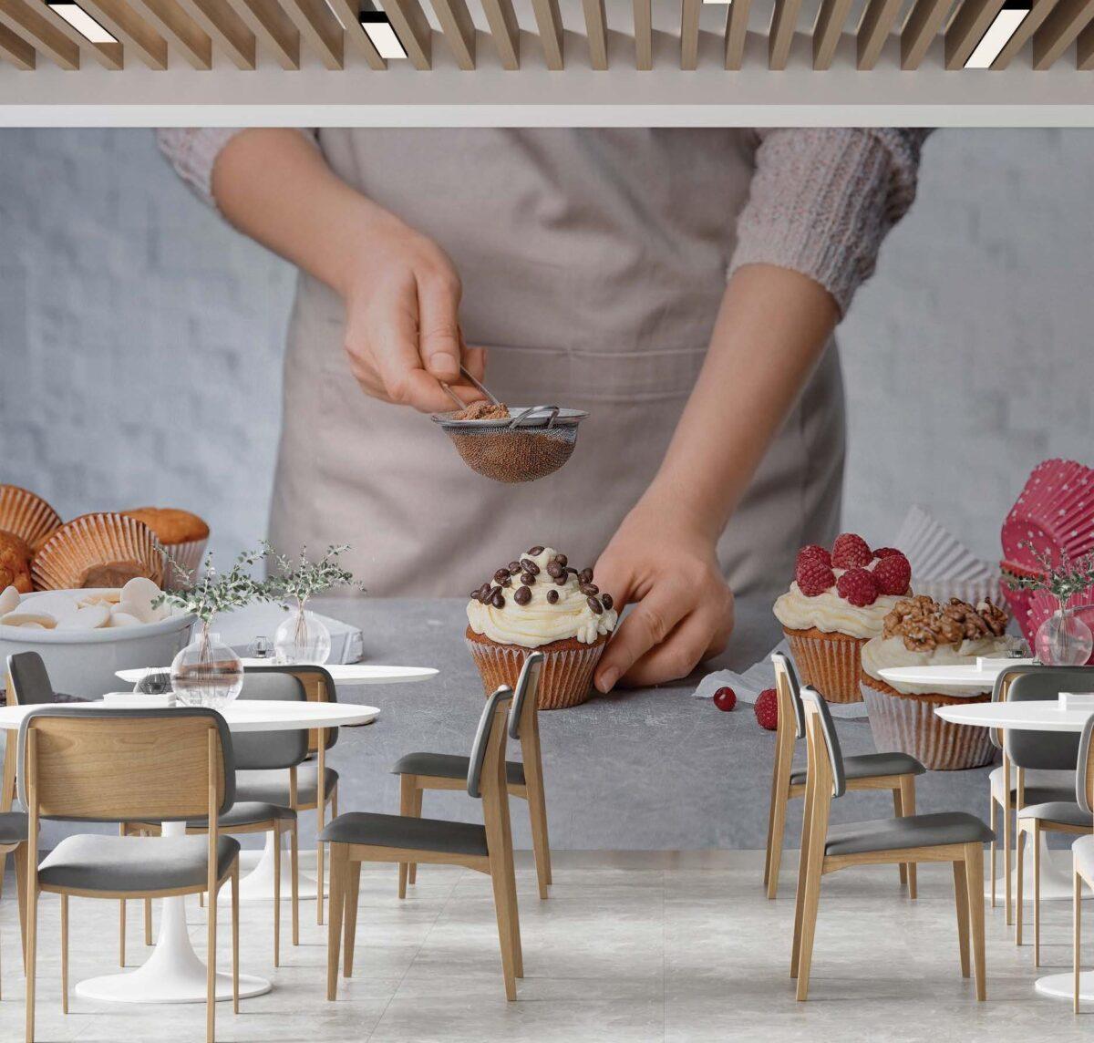 Coffee Bar & Bakery MURAL WALLPAPER, Available in Various Paper Texture, Code C138. 105 CM WIDE ROLL PANELS. - Image 2