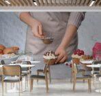 Coffee Bar & Bakery MURAL WALLPAPER, Available in Various Paper Texture, Code C138. 105 CM WIDE ROLL PANELS. - Image 2