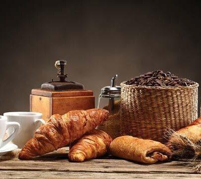 Coffee Bar & Bakery, VINYL FABRIC TEXTILE Wall Mural in Different Texture, Code C141. It is produced as ONE PIECE WITHOUT JOINT.
