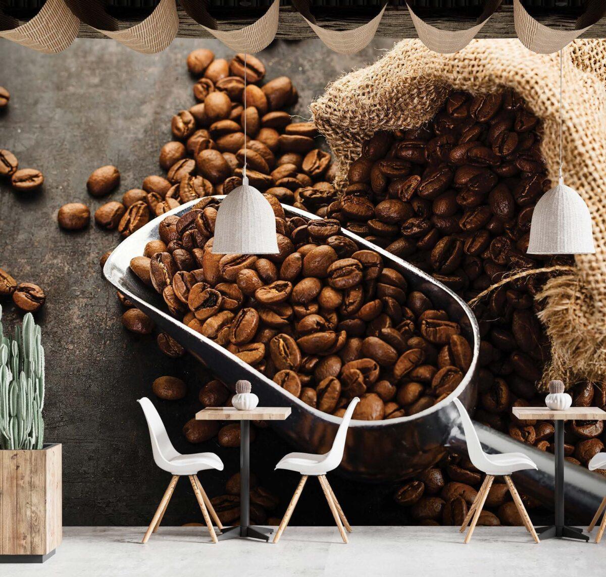 Coffee Bar MURAL WALLPAPER, Available in Various Paper Texture, Code C143. 105 CM WIDE ROLL PANELS. - Image 2